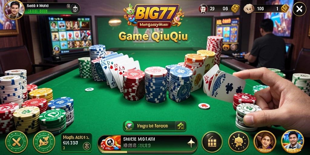 Screenshot utama BIG77 menampilkan gameplay QiuQiu yang seru.