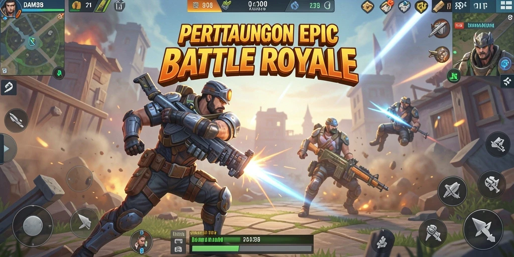 Gameplay intens dalam perang Battle Royale yang seru.