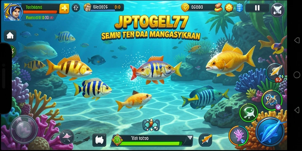 Tangkapan layar utama menunjukkan aksi seru dalam game Tembak Ikan.