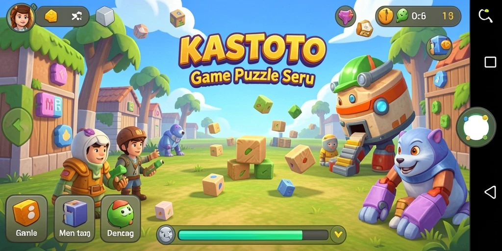 Tampilan gameplay KASTOTO yang seru dengan berbagai teka-teki menantang.