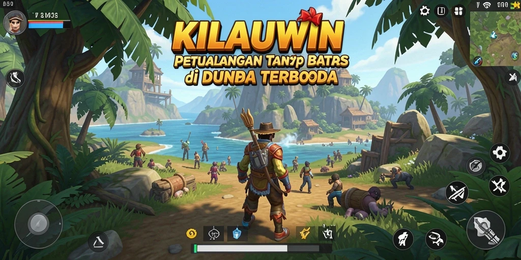 Screenshot gameplay KILAUWIN yang menunjukkan eksplorasi dunia terbuka.
