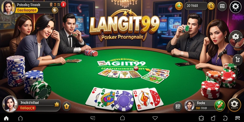 Tampilan gameplay LANGIT99 yang menegangkan dan penuh strategi poker.