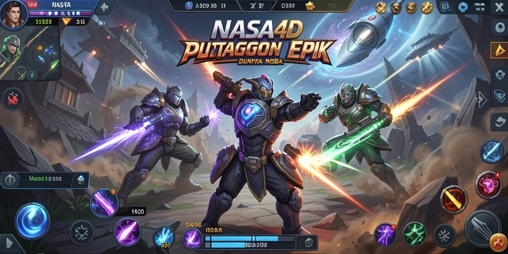 Screenshot gameplay NASA4D yang menunjukkan aksi tim dalam pertempuran.