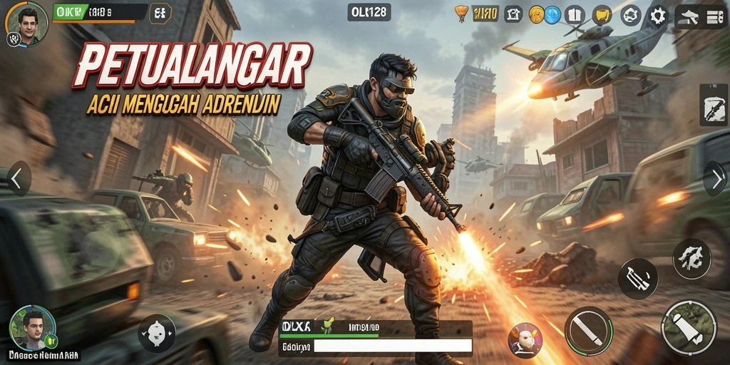 Screenshot gameplay OLX128 menunjukkan aksi menegangkan dan grafis yang memukau.