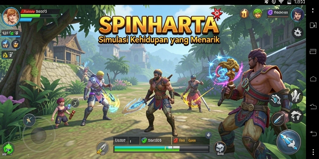 Tangkapan layar SPINHARTA menampilkan gameplay simulasi yang menarik.