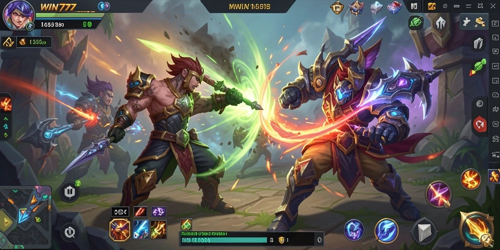 Tampilan gameplay intens di arena pertempuran WIN777.